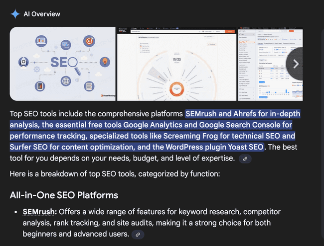 Search results for "best SEO tools"