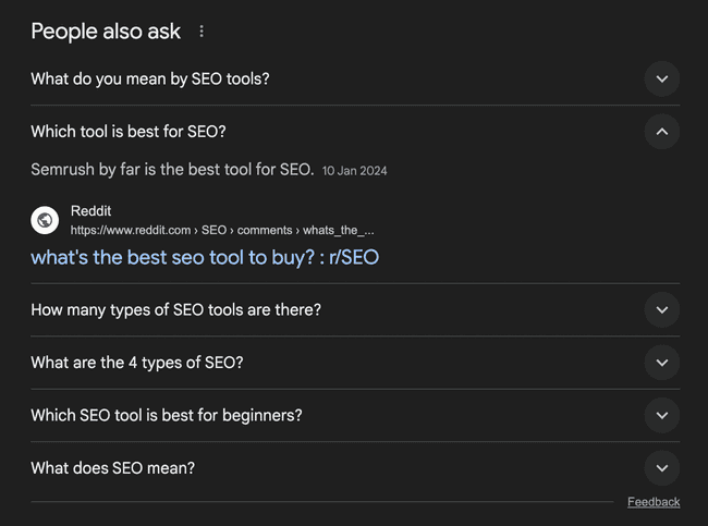 People Also Ask results