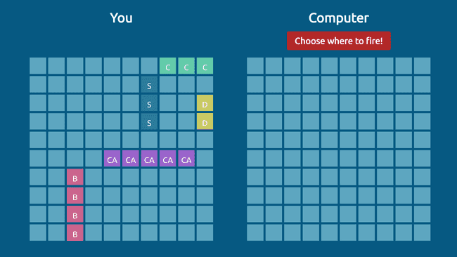 The player's Battleships grid