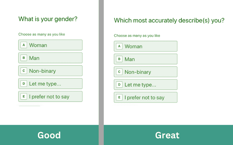 Asking about sex and gender in a survey