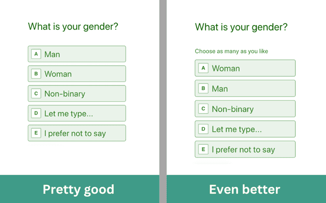 Multi-select for transgender, trans women and trans men in forms