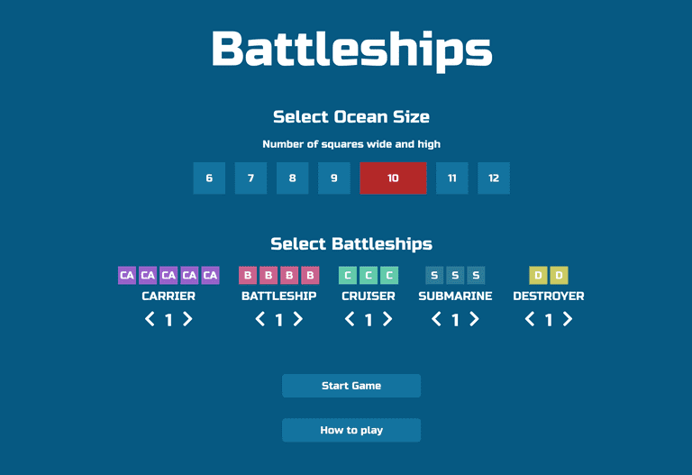 The Battleship setup
