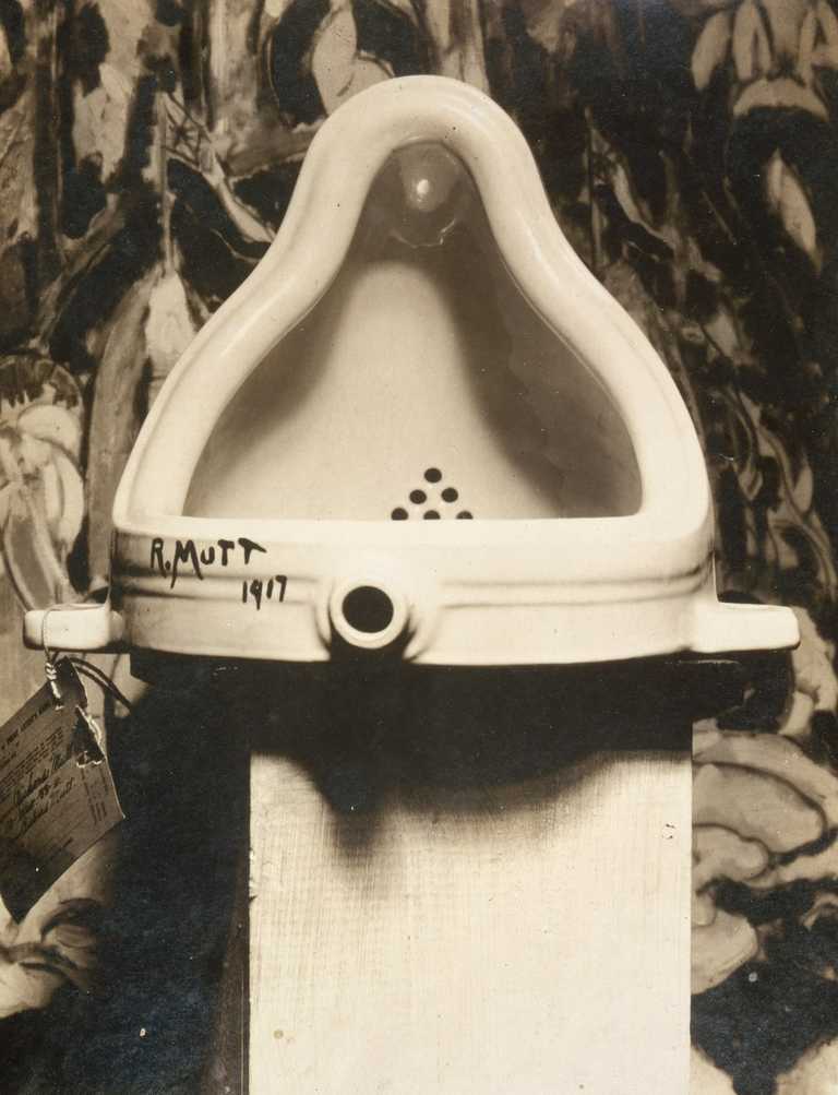 Installation view of Marcel Duchamp’s Fountain, 1917